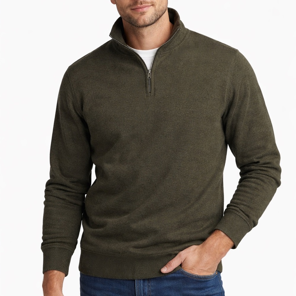 The Normal Brand Puremeso Weekend Quarter Zip in Olive